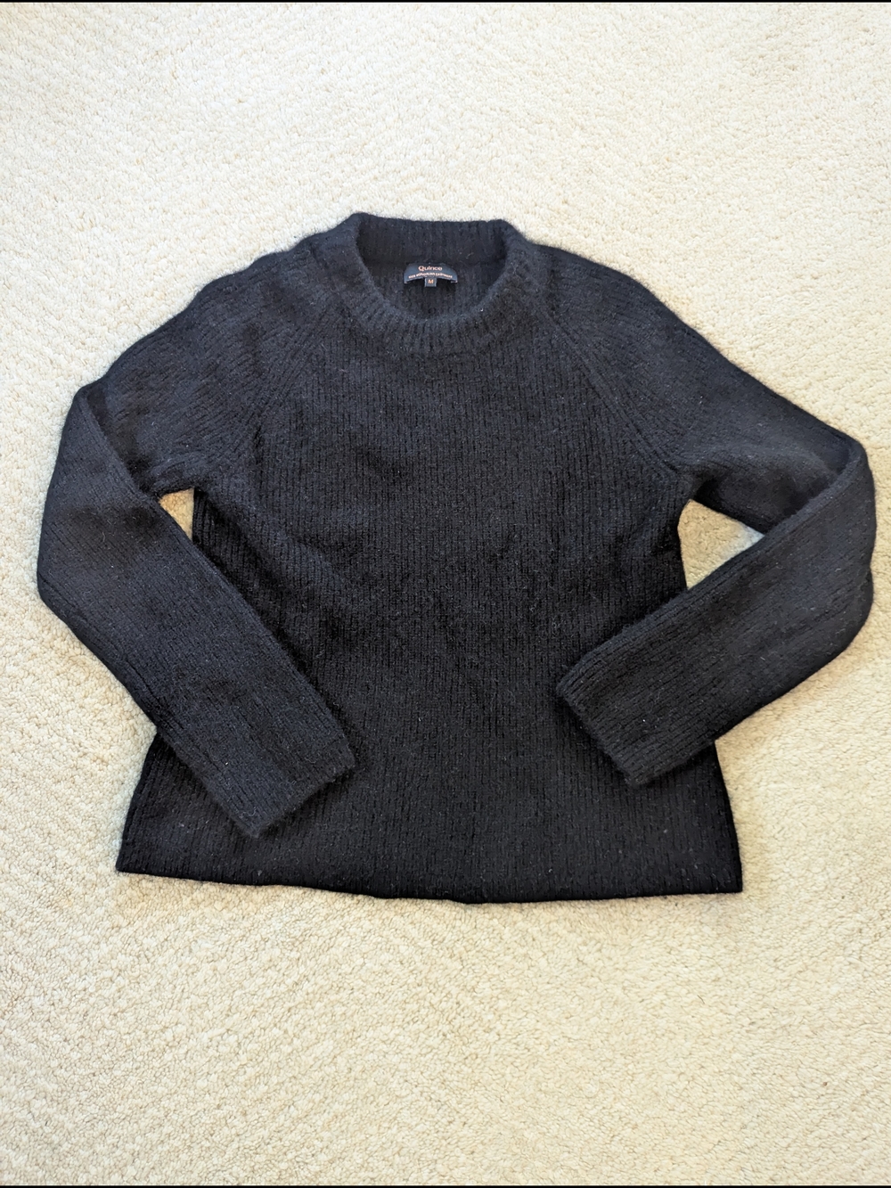 Quince Mongolian Cashmere Crewneck Sweater In Black